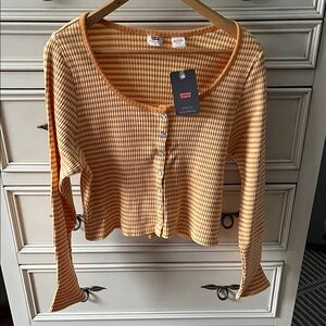 Levi’s ribbed orange stripe snap up shirt size XL